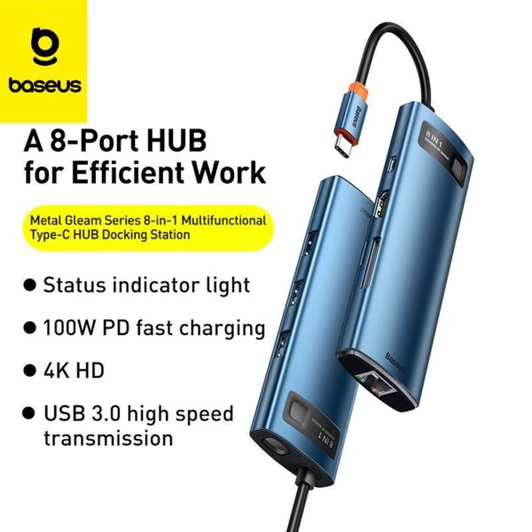 HUB Convertisseur Gleam 8in1 Type C Baseus (WKWG000103)