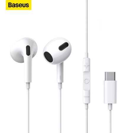 Écouteurs filaires Baseus encok c17 avec microphone usb type c blanc NGCR010002