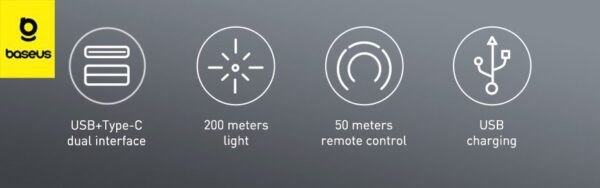 ACFYB-B0G – Présentateur sans fil Baseus Orange Dot avec pointeur laser et récepteur Bluetooth USB/Type-C