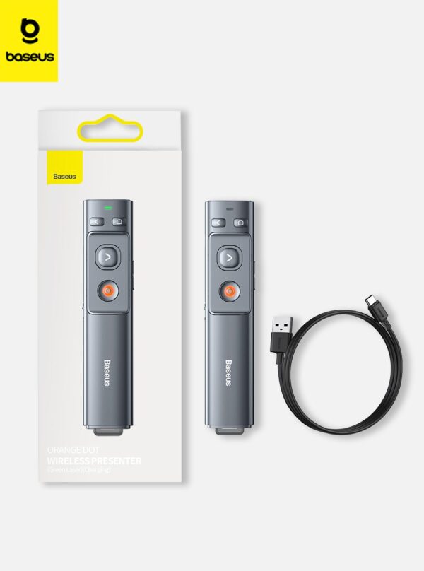 ACFYB-B0G – Présentateur sans fil Baseus Orange Dot avec pointeur laser et récepteur Bluetooth USB/Type-C