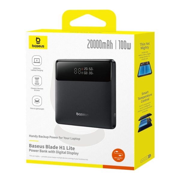 Baseus Blade H1 20 000 mAh – Charge ultra rapide 100 W avec écran digital – Multi‑ports USB‑C & USB‑A –ultra rapide Noir (PPBL000301) Disponible à Abidjan, Côte d’Ivoire