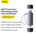 Lecteur de carte Baseus double sortie USB-A et Type-C vers SD/TF (WKQX060113)