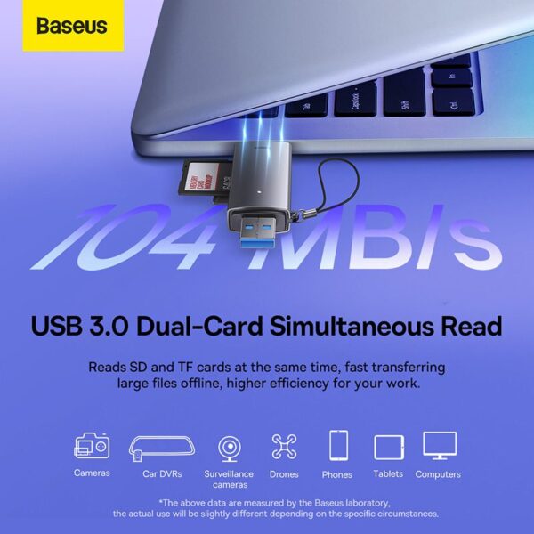 Lecteur de carte Baseus double sortie USB-A et Type-C vers SD/TF (WKQX060113)