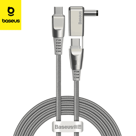 Câble Baseus Ordinateur portable tête ronde Type-C vers C+DC 100W 2m Gris (CA1T2-A0G)