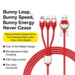 Câble charge rapide Baseus 3in1, 1,2 m rouge CASX060009