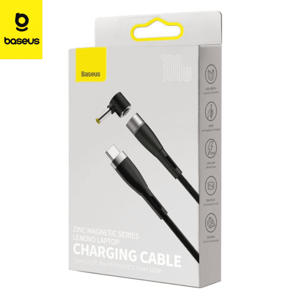 Câble charge pour ordinateur portable Baseus USB Type C à port rond CC 100 W 2 m noir (CATXC-T01)