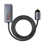 Baseus chargeur allume cigare Together 2xUSB/2xUSB Type C 120W gris CCBT-B0G