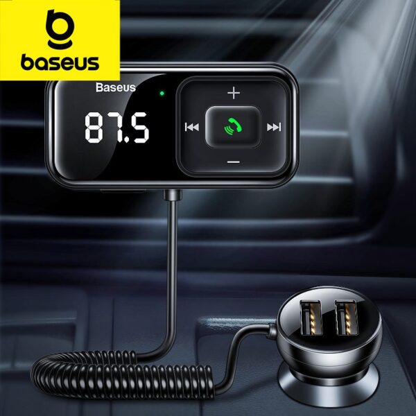 Transmetteur FM Baseus S-16 Bluetooth 5.0 2x chargeur allume cigare noir CCTM-E01