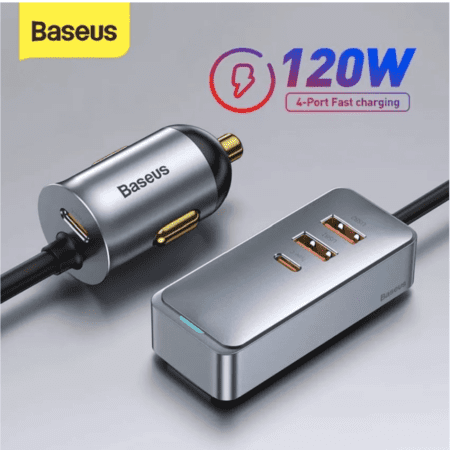 Baseus chargeur allume cigare Together 2xUSB/2xUSB Type C 120W gris CCBT-B0G