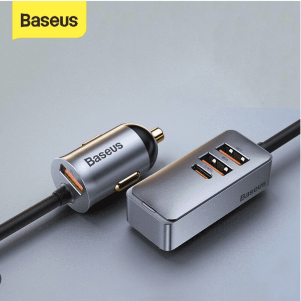 Baseus chargeur allume cigare Together 3xUSB/1xUSB Type C 120W gris CCBT-A0G