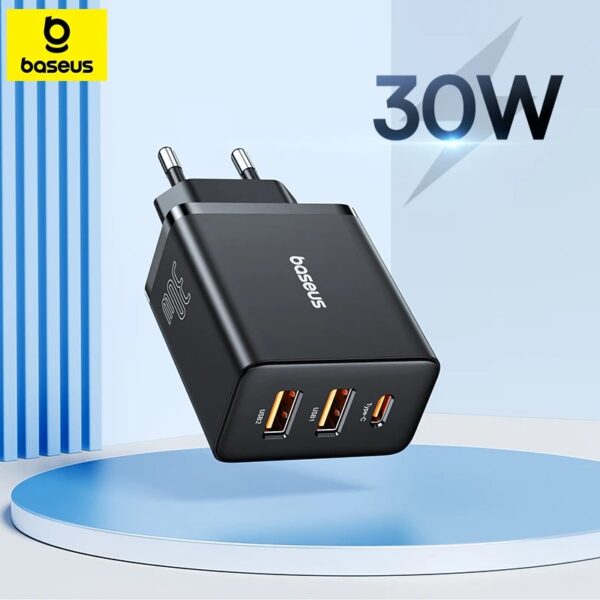 Chargeur rapide Baseus USB Type-C + 2x USB 30W 3A – Noir – CCXJ-E01 – Abidjan, Côte d’Ivoire