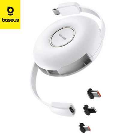 Baseus cable magnetique 3in1 charge rapide retractable 20W BLANC (CAMLC-02)