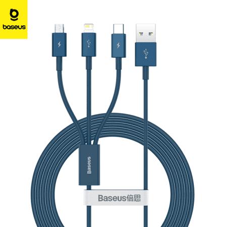 Baseus câble 3en1  pour recharge rapide bleu CAMLTYS-03