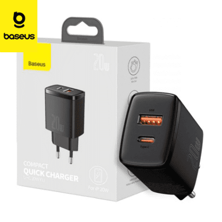 Chargeur Baseus charge rapide USB Type C 20W 3A noir CCXJ-B01