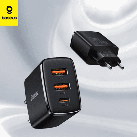 Chargeur rapide Baseus USB Type C/2x USB 30W 3A noir CCXJ-E01