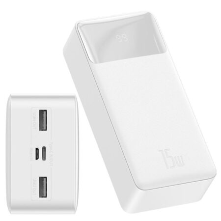 Powerbank charge rapide Type C 30000 mAh 15W bipow Blanc (PPDML-K02)