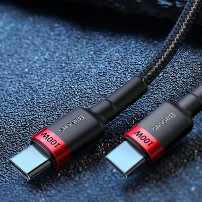 Câble de charge Baseus Cafule USB-C vers USB-C 100 W (2m) Rouge Noir