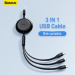 Baseus Cable 3in1 rétractable,USB 100/66W charge rapide (CAMLT-MJ01)