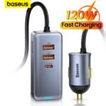 Baseus chargeur allume cigare Together 2xUSB/2xUSB Type C 120W gris CCBT-B0G