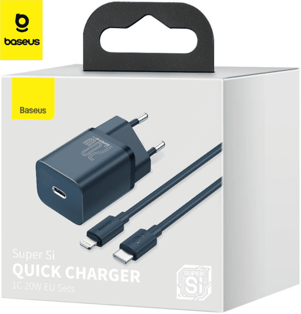 Chargeur Baseus 20W avec câble Type-C vers Lightning super-si 1m bleu TZCCSUP-B03