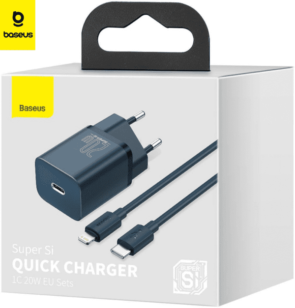 Chargeur Baseus 20W avec câble Type-C vers Lightning super-si 1m bleu TZCCSUP-B03