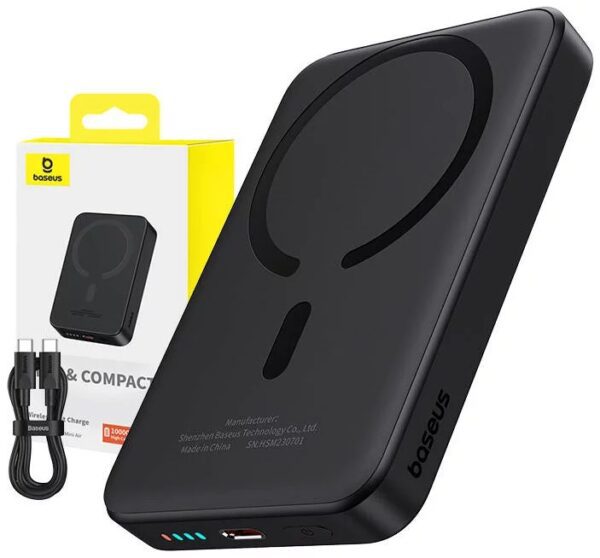 Powerbank à charge rapide sans fil Baseus MagPro 5000 mAh PD 20 W avec support magnétique - Noir