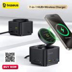 Baseus MagPro Series II Station d'accueil hub 7 en 1 HUB Chargeur sans fil magnétique 15 W (noir)