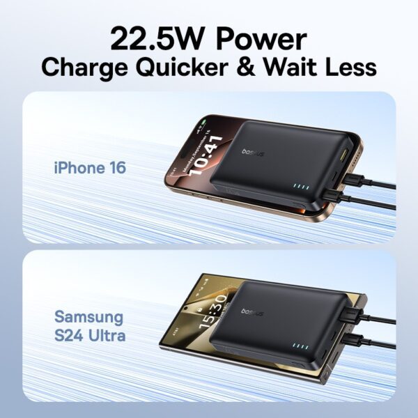 Powerbank à charge rapide sans fil Baseus MagPro 5000 mAh PD 20 W avec support magnétique - Noir
