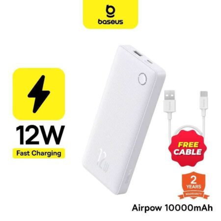 Baseus AirPow Lite 10 000 mAh 15W – Power Bank compacte avec ports Type‑C et USB‑A – blanc Disponible à Abidjan, Côte d’Ivoire – Livraison rapide.