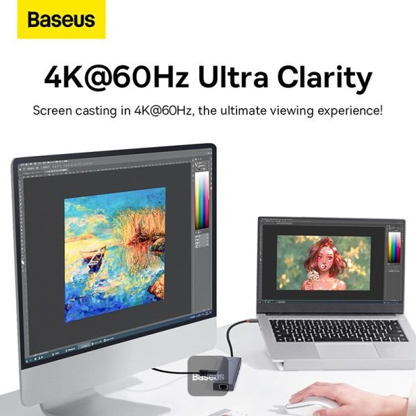 Station d’accueil USB-C 7-en-1 Baseus Flite Series – Hub multifonction – Gris spatial