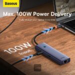 Station d’accueil USB-C 7-en-1 Baseus Flite Series – Hub multifonction – Gris spatial