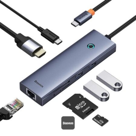 Station d’accueil USB-C 7-en-1 Baseus Flite Series – Hub multifonction – Gris spatial