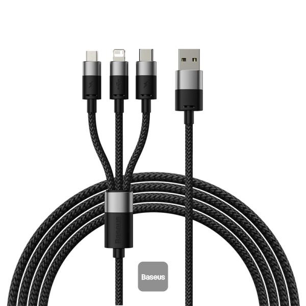 Câble 3-en-1 Baseus Starspeed Series USB vers USB-C, Micro-USB et Lightning – 3.5A – 1.2m
