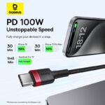 Lot de 2 Câbles Baseus USB-C vers USB-C 100W – 1 mètre – Noir & Gris P10318306003-00