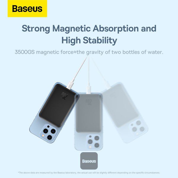 Baseus Power Bank 10 000 mAh – Magnétique sans fil 20W – Charge rapide – Noir
