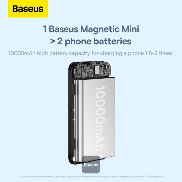Baseus Power Bank 10 000 mAh – Magnétique sans fil 20W – Charge rapide – Noir
