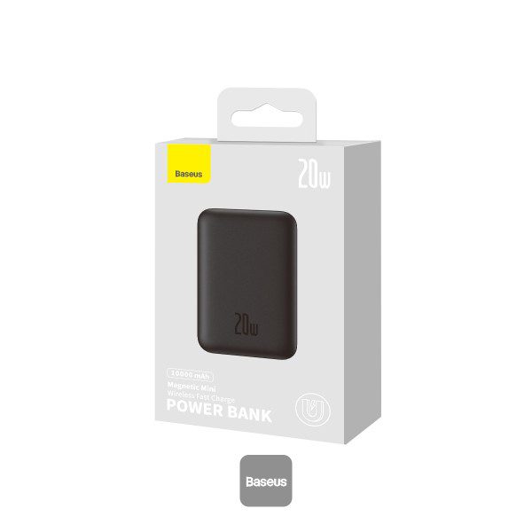 Baseus Power Bank 10 000 mAh – Magnétique sans fil 20W – Charge rapide – Noir