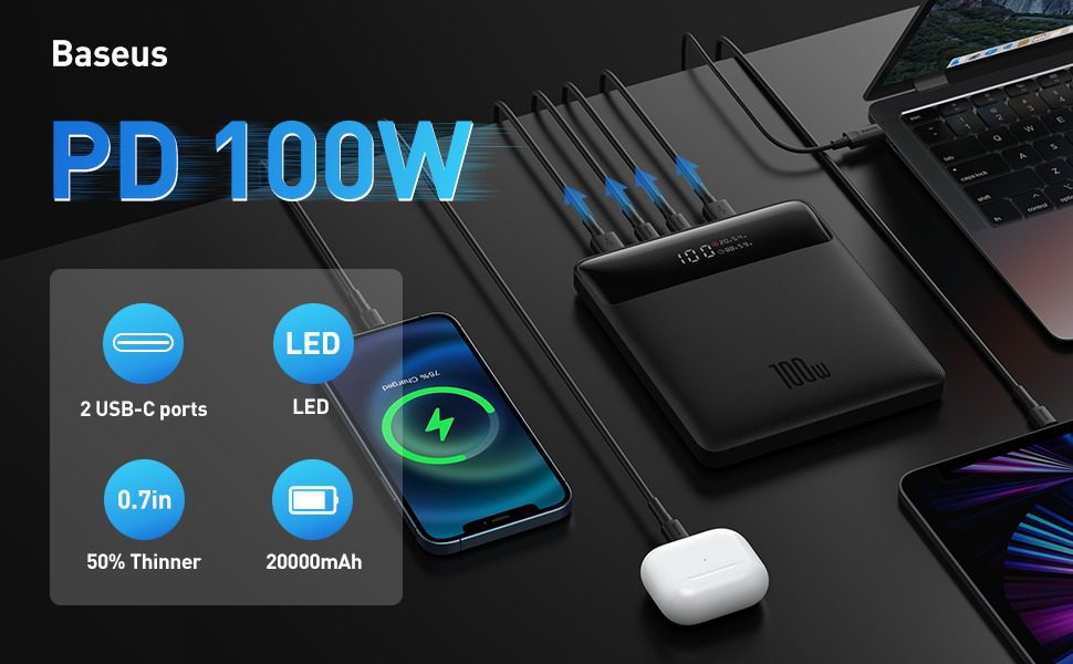 Powerbank Baseus Blade H1 20 000 mAh 100 W avec écran digital – Image 6