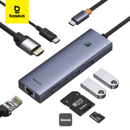 Station d’accueil USB-C 7-en-1 Baseus Flite Series – Hub multifonction – Gris spatial B00052805813_00