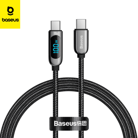 Câble Baseus type C via Type C wattmètre 1m noir (CATSK-C01)