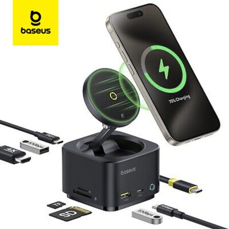 Baseus MagPro Series II Station d'accueil hub 7 en 1 HUB Chargeur sans fil magnétique 15 W (noir) B00072900121_00