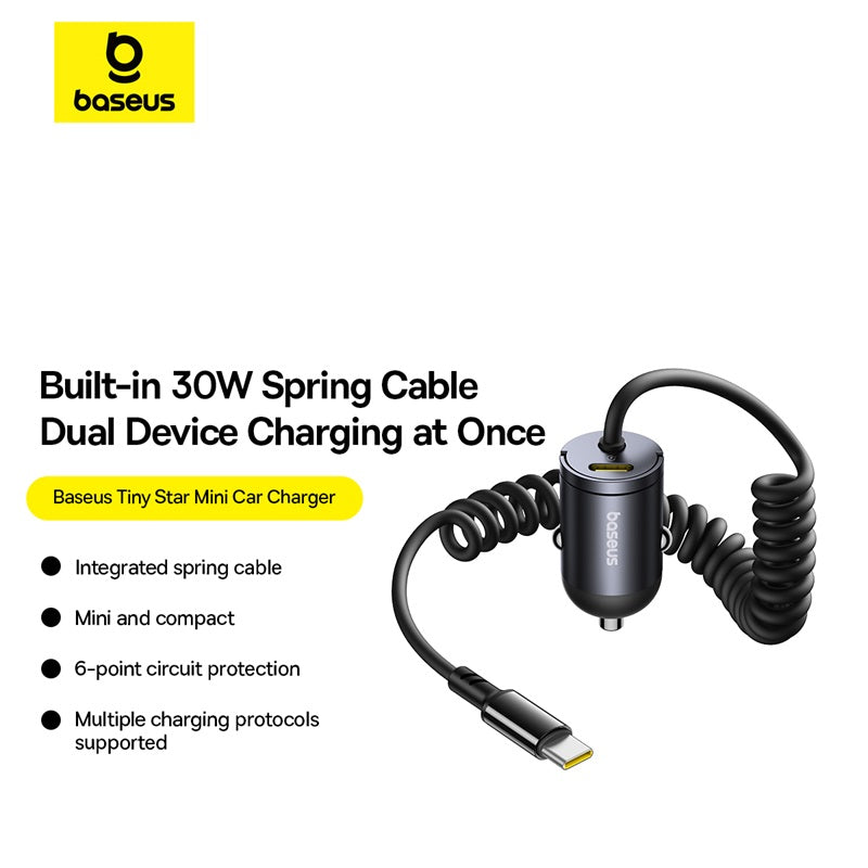 Chargeur de voiture Baseus Tiny Star Mini (câble USB-C inclus) 30 W Noir cosmique C00035001121-00 – Image 4