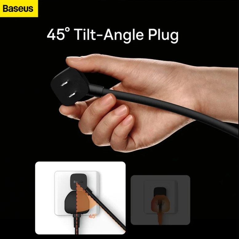 Multiprise Baseus PowerCombo Mini 1AC avec cordon d'alimentation de 1 m (adaptateurs de prise UE et Royaume-Uni inclus) – Image 7