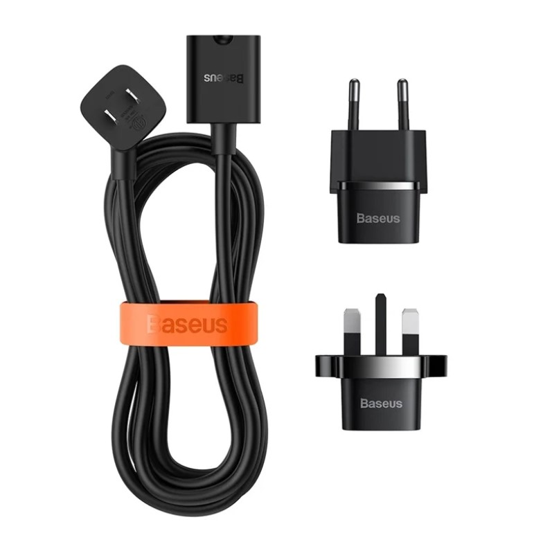 Multiprise Baseus PowerCombo Mini 1AC avec cordon d'alimentation de 1 m (adaptateurs de prise UE et Royaume-Uni inclus) – Image 3