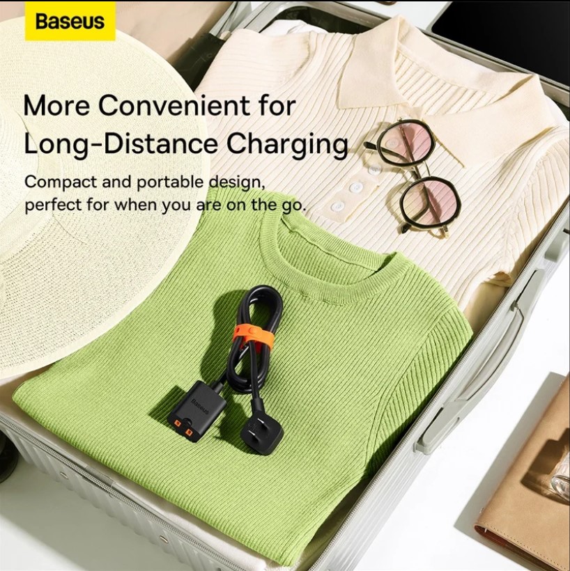 Multiprise Baseus PowerCombo Mini 1AC avec cordon d'alimentation de 1 m (adaptateurs de prise UE et Royaume-Uni inclus) – Image 8