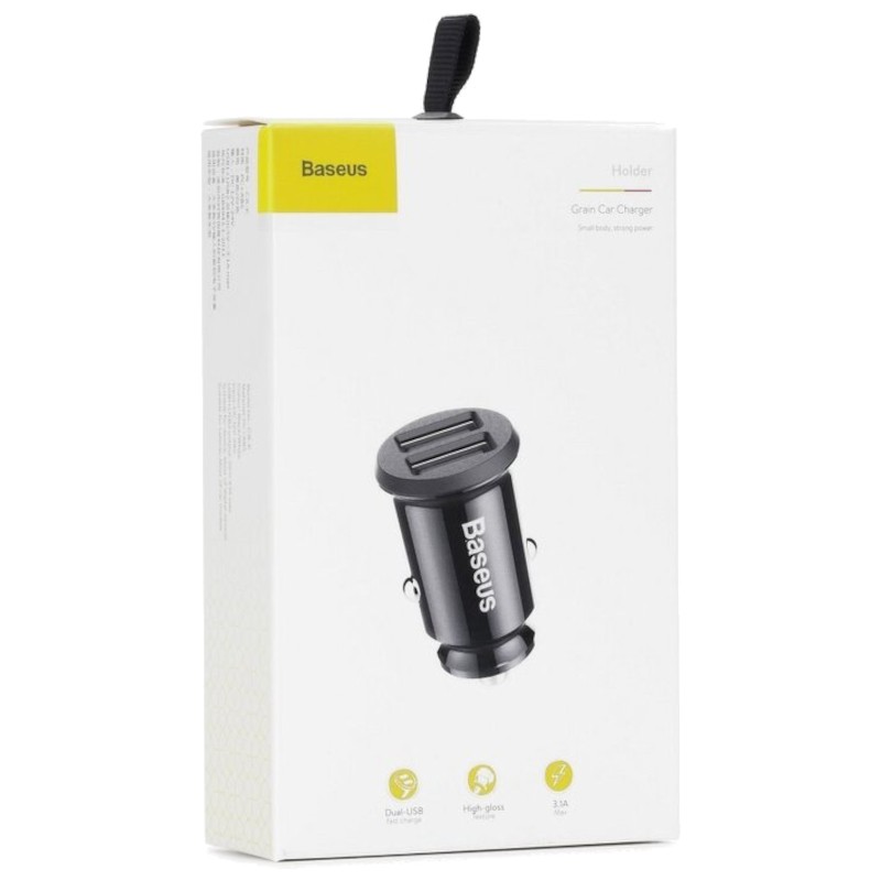 Chargeur de Voiture Double USB 3.1A Baseus Small Rice Grain (Noir)CCALL-ML01 – Image 6